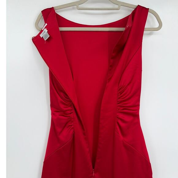 Cache Satin Y2K Cocktail Dress Sz 4 Red Ruched Holiday Valentines Bodycon USA - Picture 7 of 9